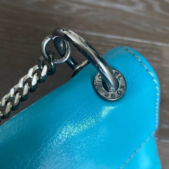 Michael Kors Leather Clutch Shoulder Bag | Blue - Picture 7 of 10